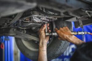 Mechanic performing automatic transmission repair at Brisbane workshop